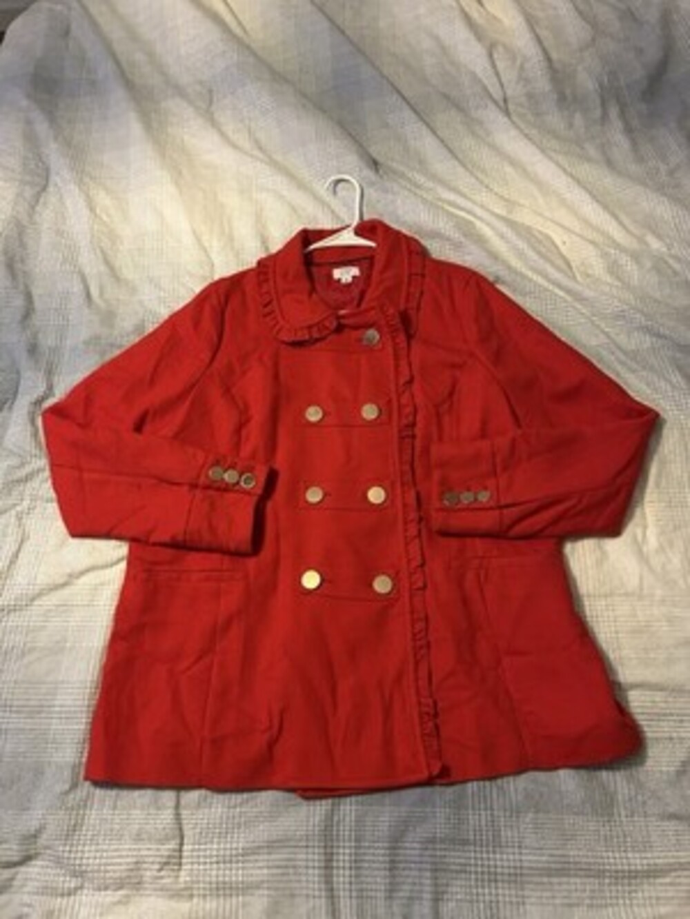 Red Crown And Ivy Ruffle Peacoat Size XLarge